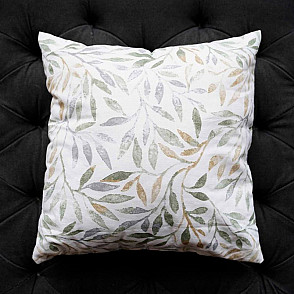 Декоративная подушка с зелёными листьями