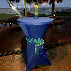 Стрейч скатерть для коктейльного стола синяя