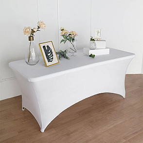 Стрейч скатерть для прямоугольного стола белая