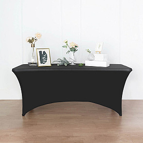 Стрейч скатерть для прямоугольного стола черная