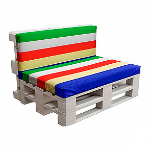 Двухместный диван White с разноцветной подушкой