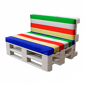 Двухместный диван White с разноцветной подушкой
