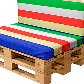 Двухместный диван Wood с разноцветной подушкой