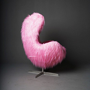 Кресло Egg Chair Shaggy Pink