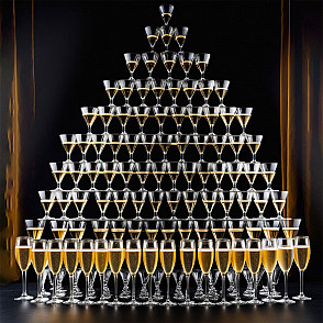 Пирамида из шампанского 165 бокалов (9 ярусов)