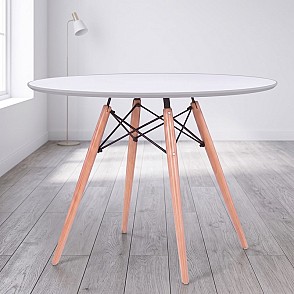 Стол Eames белый d-80 см с кромкой