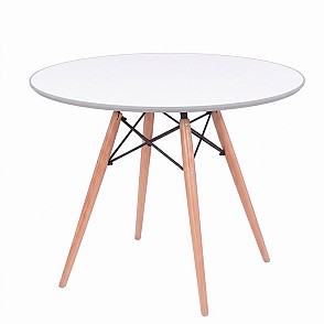 Стол Eames белый d-80 см с кромкой