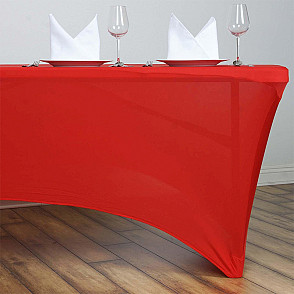 Стрейч скатерть для прямоугольного стола красная