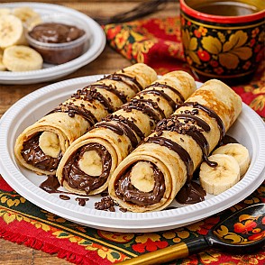 Блинчики с шоколадным кремом и бананом