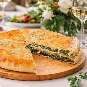 Пирог с курицей, шпинатом и сыром